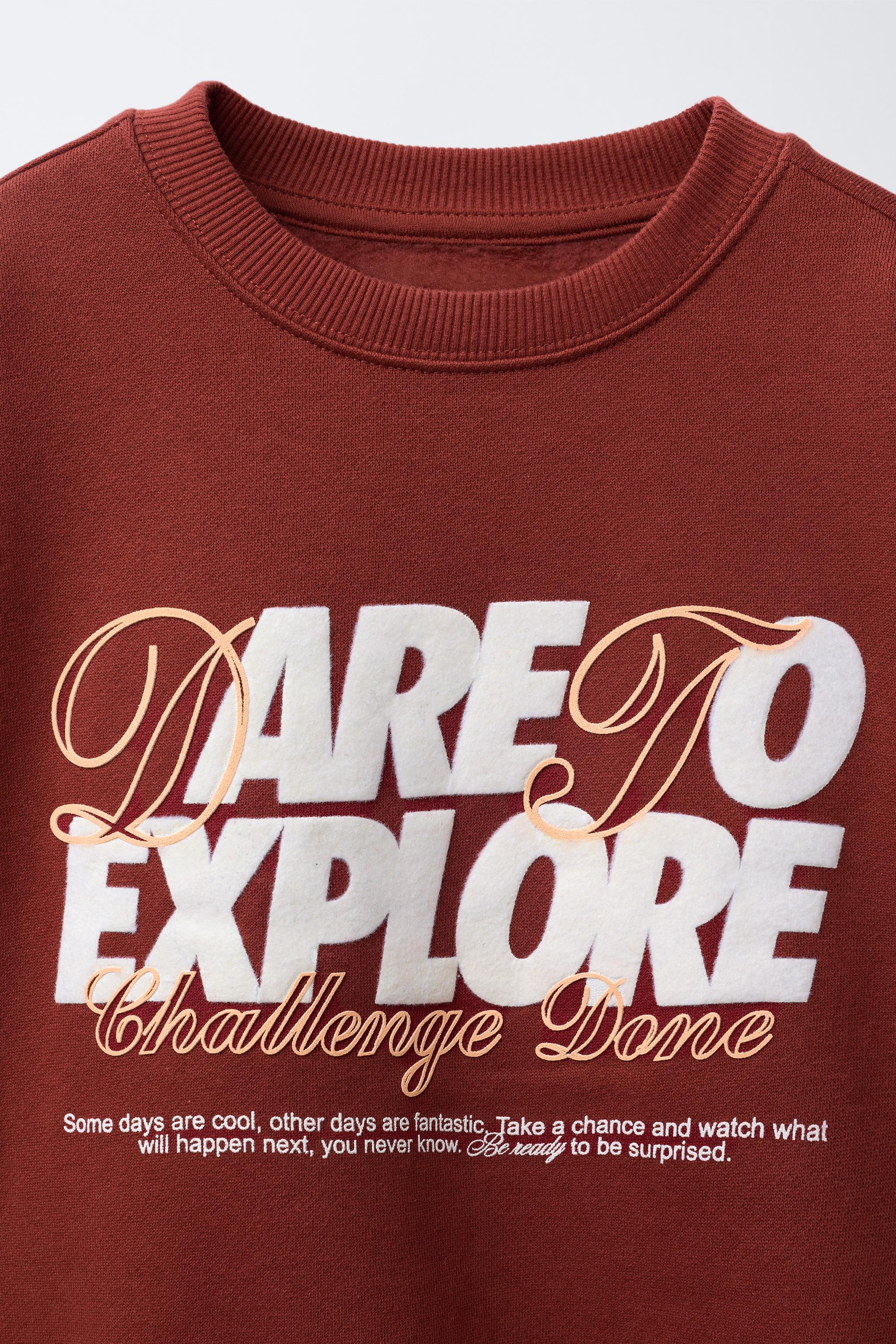 FLOCKED TEXT SWEATSHIRT